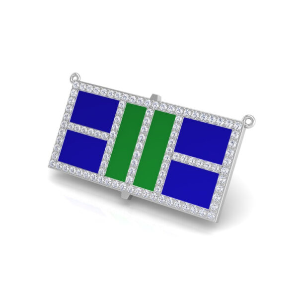 Pickleball Court 14kt w/LG Diamond Frame and Enameled Centers or .925 Silver w/CZ Frame w/attached Chain - Image 4