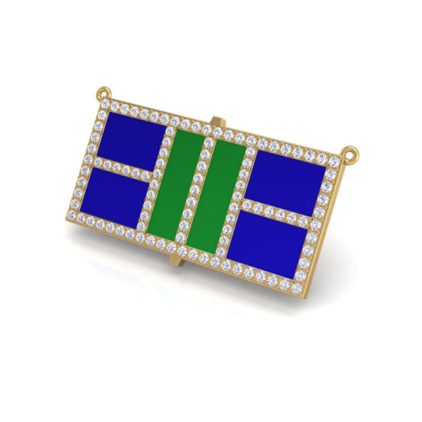 Pickleball Court 14kt w/LG Diamond Frame and Enameled Centers or .925 Silver w/CZ Frame w/attached Chain - Image 3