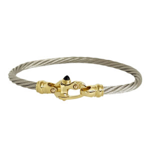 Platinum 4.5mm Single Cable Bracelet with 18K Gold Mariner's Clasp® 8"