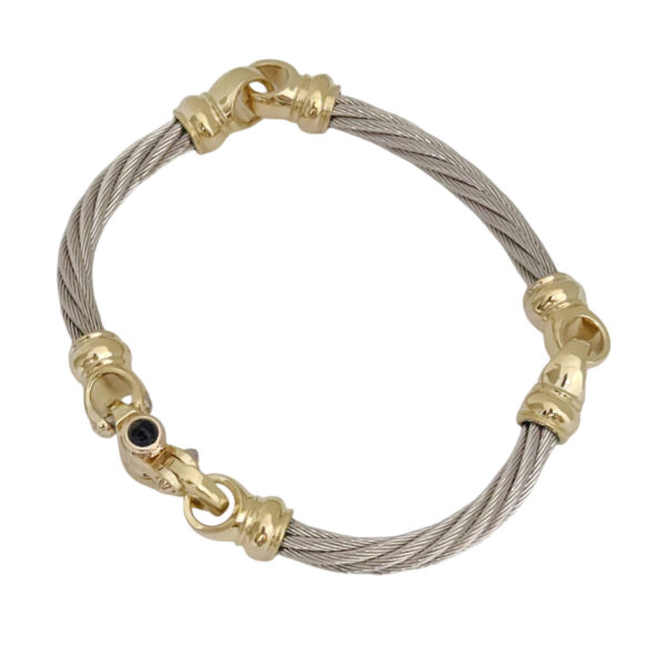 Platinum 4.5mm 3 Link Cable Bracelet with 18K Gold Mariner's Clasp® 7.25" - Image 2