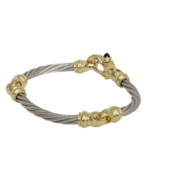 Platinum 4.5mm 3 Link Cable Bracelet with 18K Gold Mariner's Clasp® 7.25" - Image 3