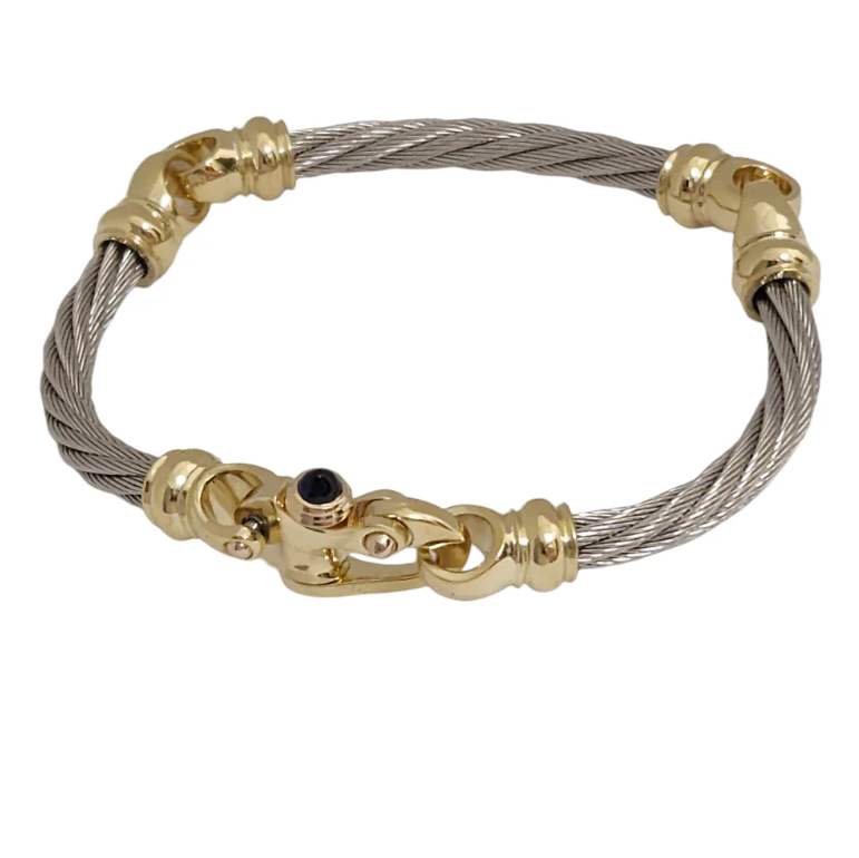 Platinum 4.5mm 3 Link Cable Bracelet with 18K Gold Mariner’s Clasp® 7.25