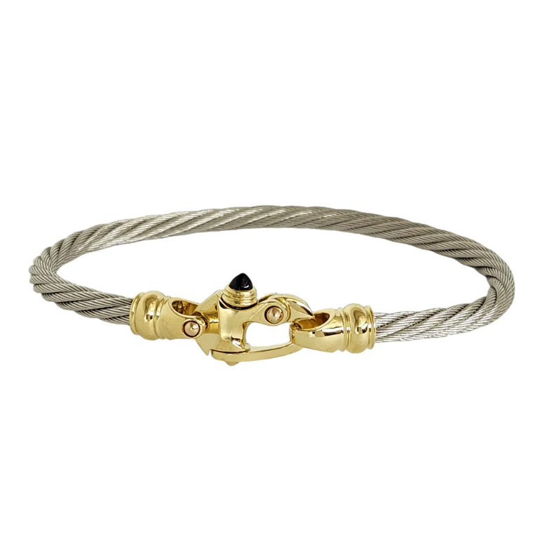 Platinum 4.5mm Single Cable Bracelet with 18K Gold Mariner’s Clasp® 8