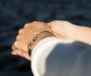 Silver Bracelet Outside on a womans hand
