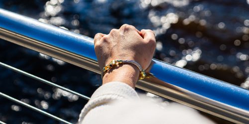 Silver Bracelet Outside on a womans hand