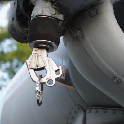 Rescue Clasp Bracelet hanging from a real rescue clasp